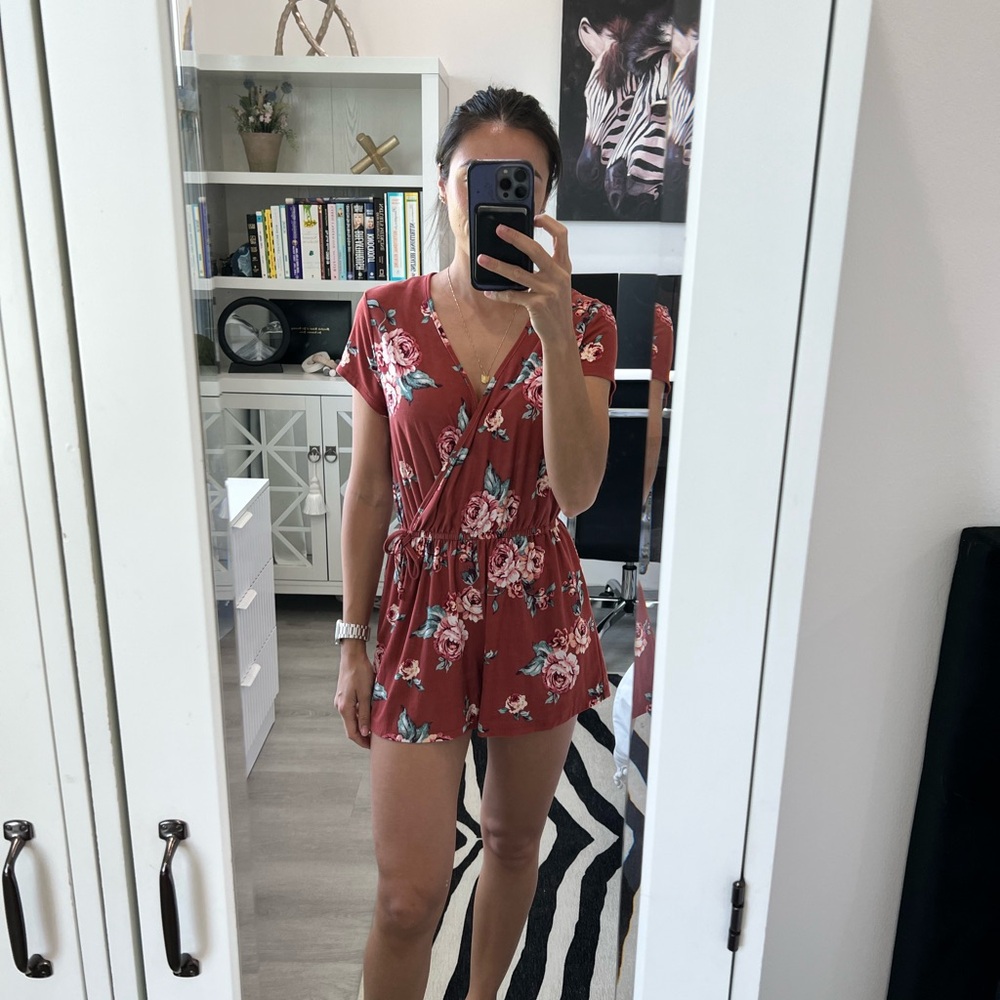 J for Justify Pink Floral Romper